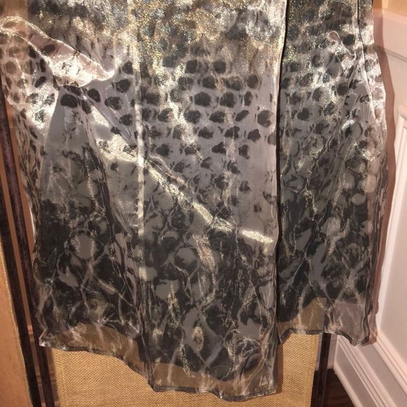 Gray Sheer Overlay Animal Print Dress Size 6 - Picture 3 of 4